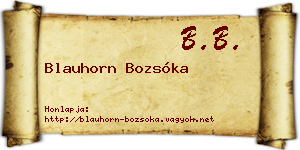 Blauhorn Bozsóka névjegykártya